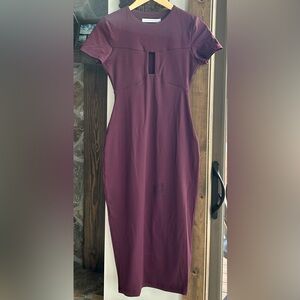 NWT Susana Monaco Plum Women's Midi peekaboo Dress Sz XS/S $171